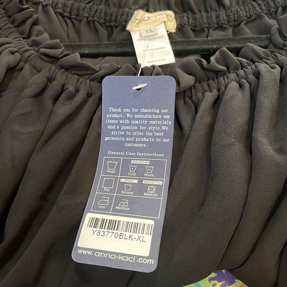 ❤️Black top blouse Anna Kaci NWT sheer double layered blouse size XL - Picture 7 of 7